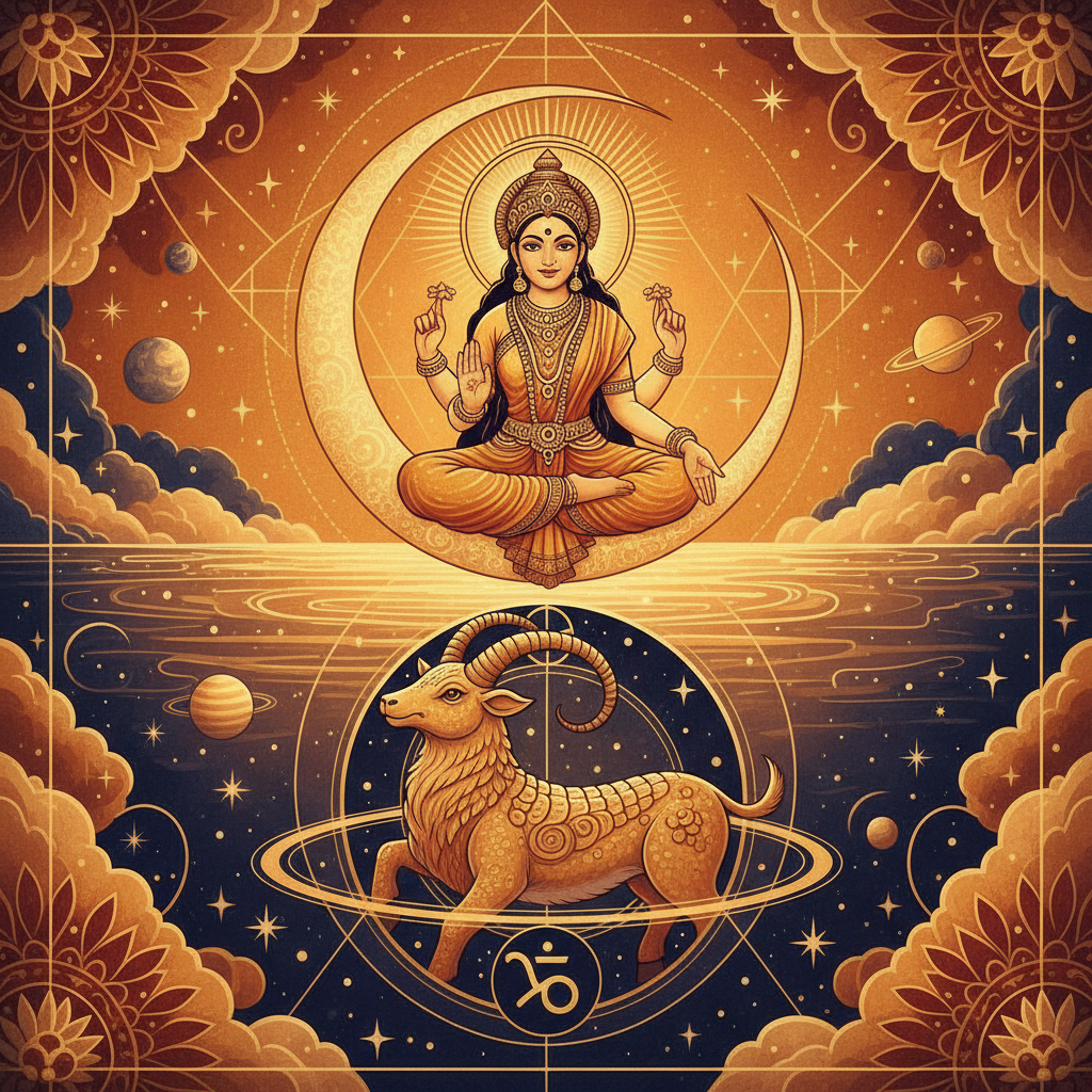 Moon (Chandra) in Capricorn Lagna: Effects in All 12 Houses